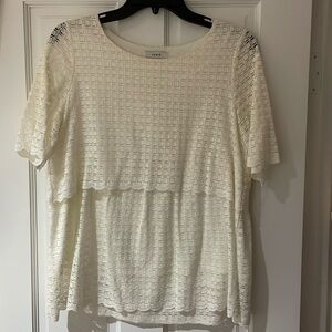 Lumie Lacey White Tiered top in size small